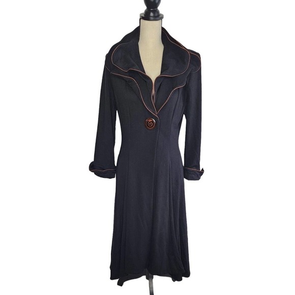 Y2K Design Today's Bold Ruffle Vintage Punk Dark Goth Steampunk 90s Coat - Picture 1 of 6